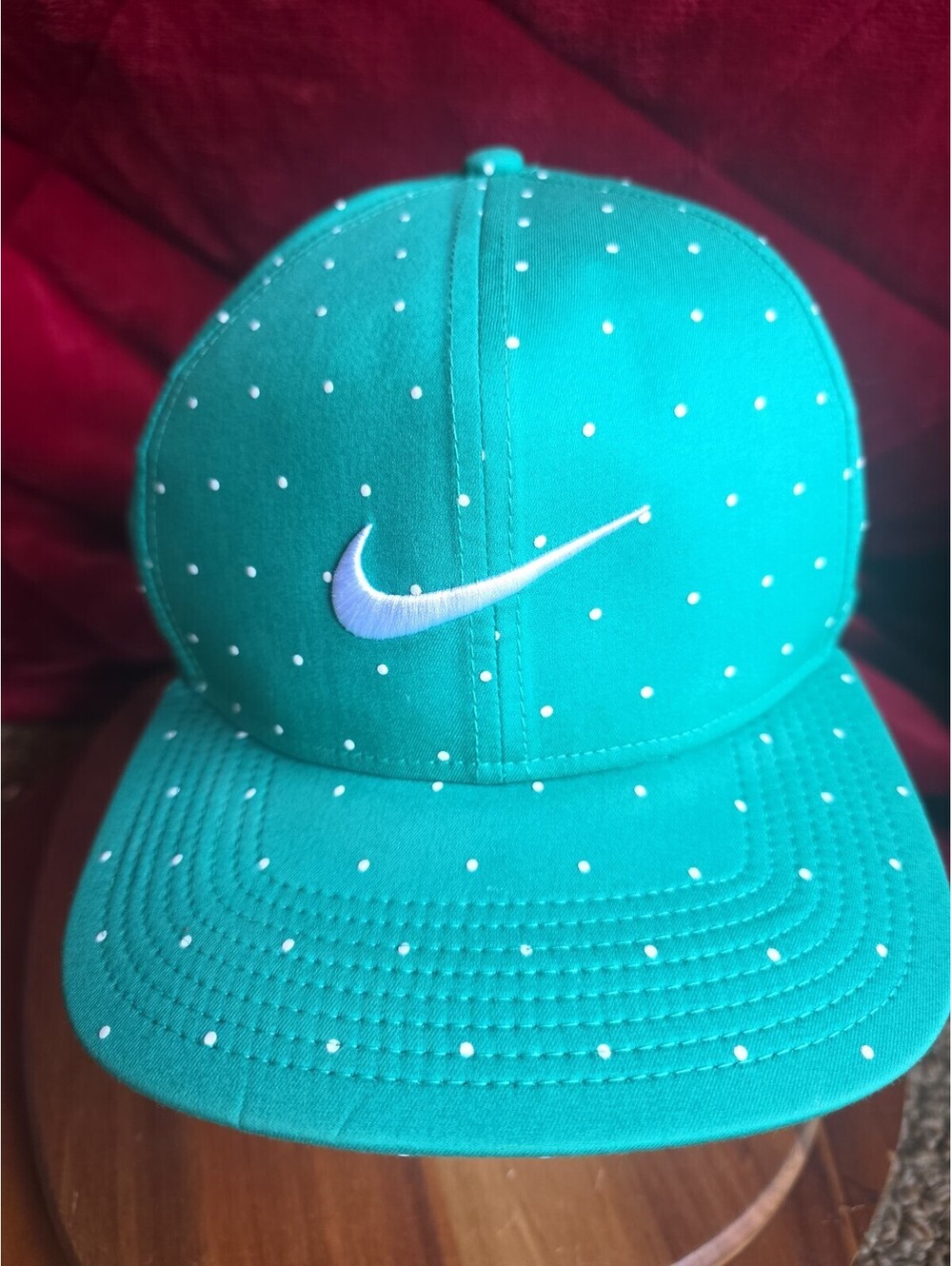 Nike Golf Pro Dri-FIT Polka Dot Snapback Hat Gre3n White Swoosh One Size OSFM